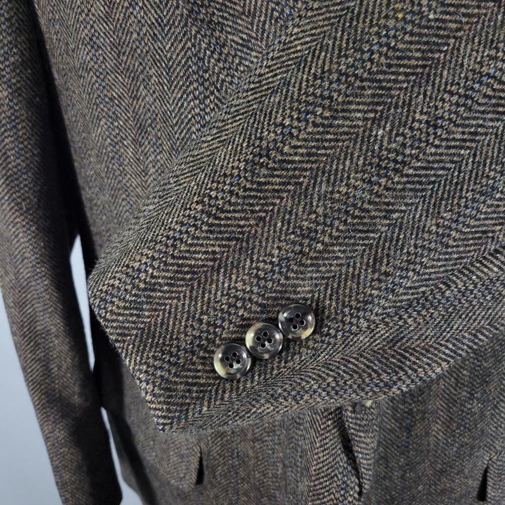Cricketeer Men's Tweed Sport Coat Blazer Two Button Brown Herringbone Wool 46R - Picture 7 of 14